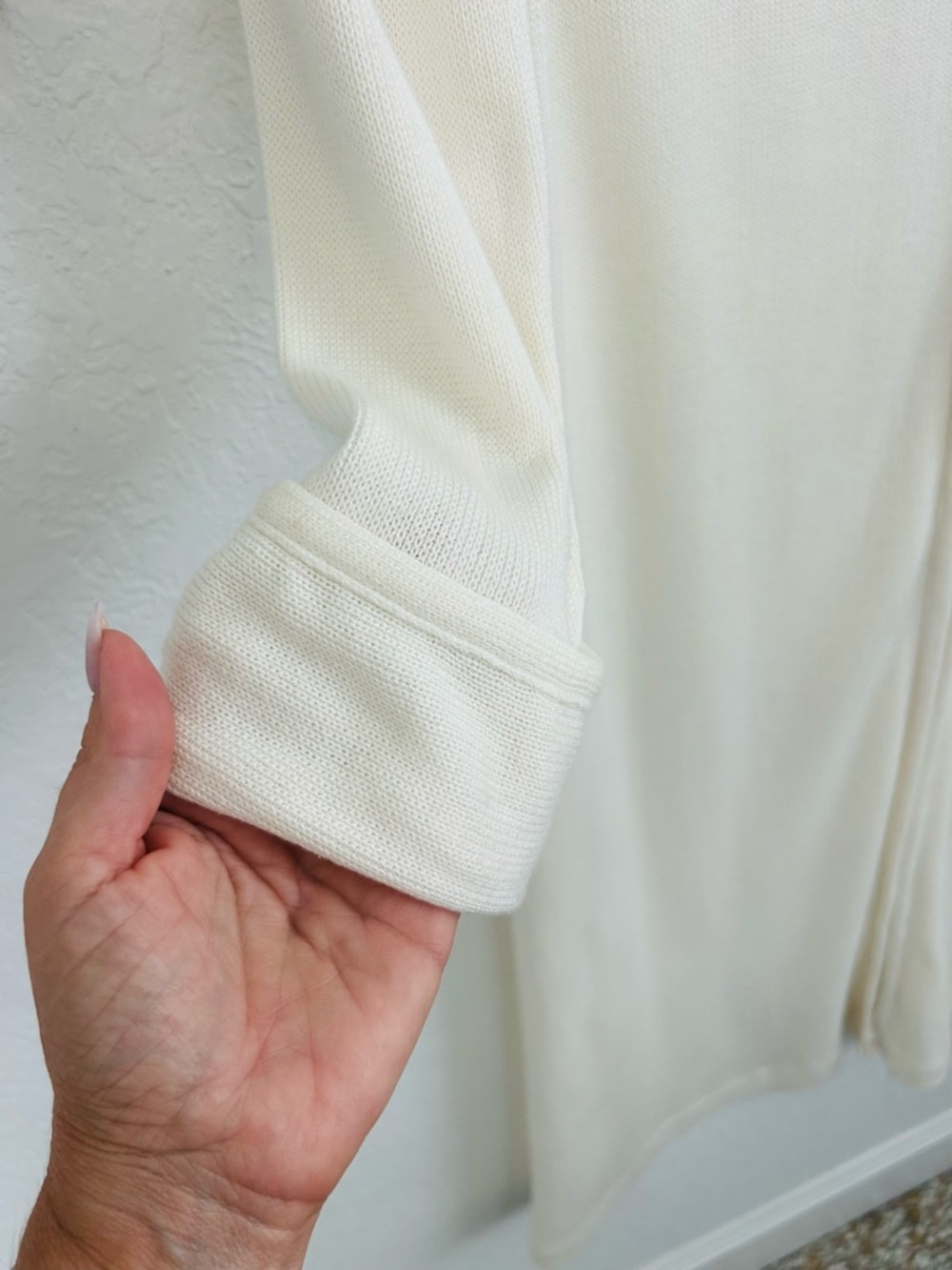 Artesania J&C Madrid Cream Long Cardigan Coatigan Shawl Collar Minimalist Chic - Picture 2 of 6